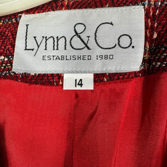 Vintage Lynn & Co Women's Red Plaid Blazer Sz 14 - Picture 2 of 4